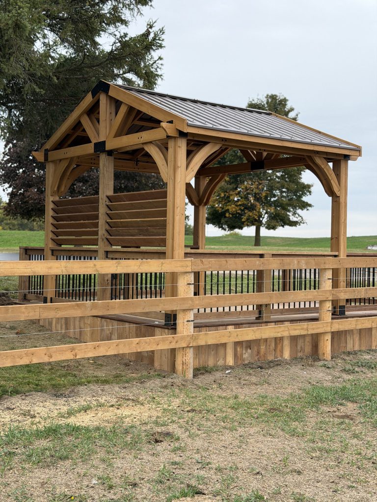 Completed timber gazebo and deck in Paris
