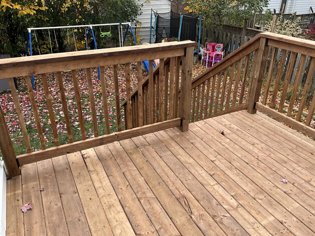 Deck boards and railing detail