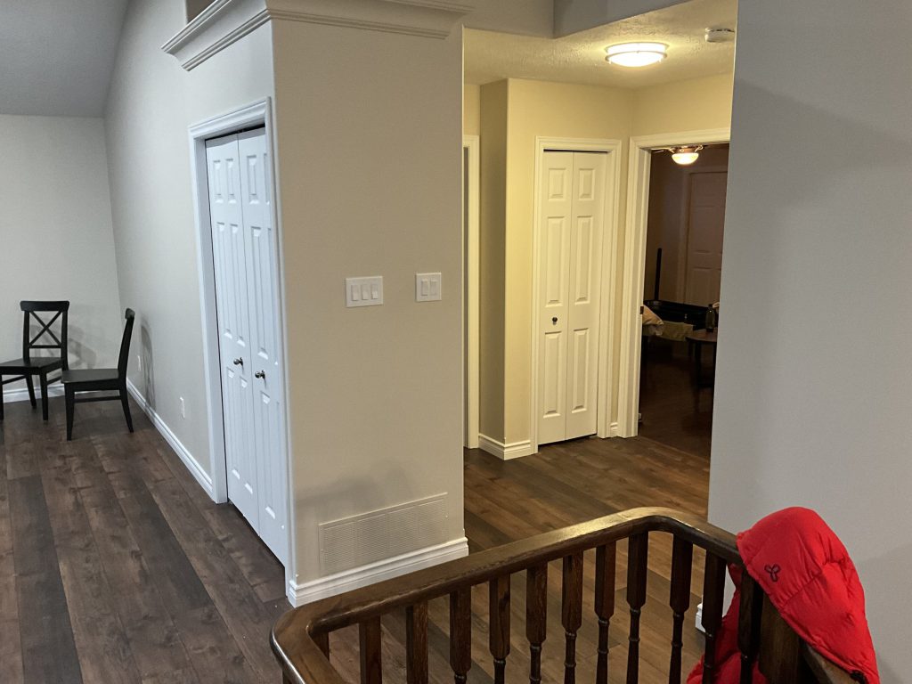 Renovated hallway with new main floor flooring