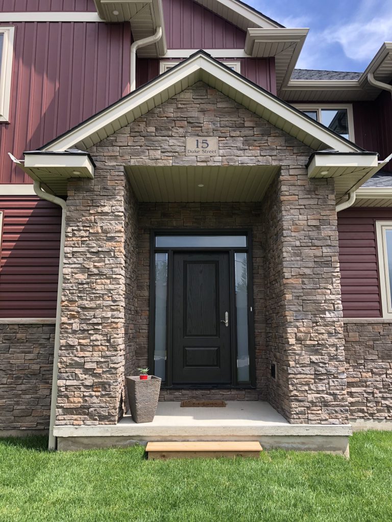 Fusion Stone around the new home entrance